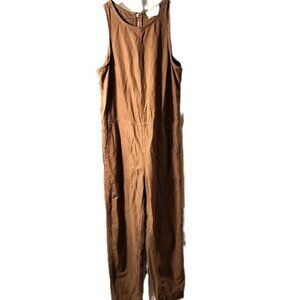 Everlane The Fatigue Jumpsuit Brown Sleeveless Organic Cotton Barrel Leg Size 4